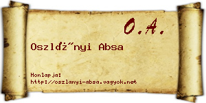 Oszlányi Absa névjegykártya